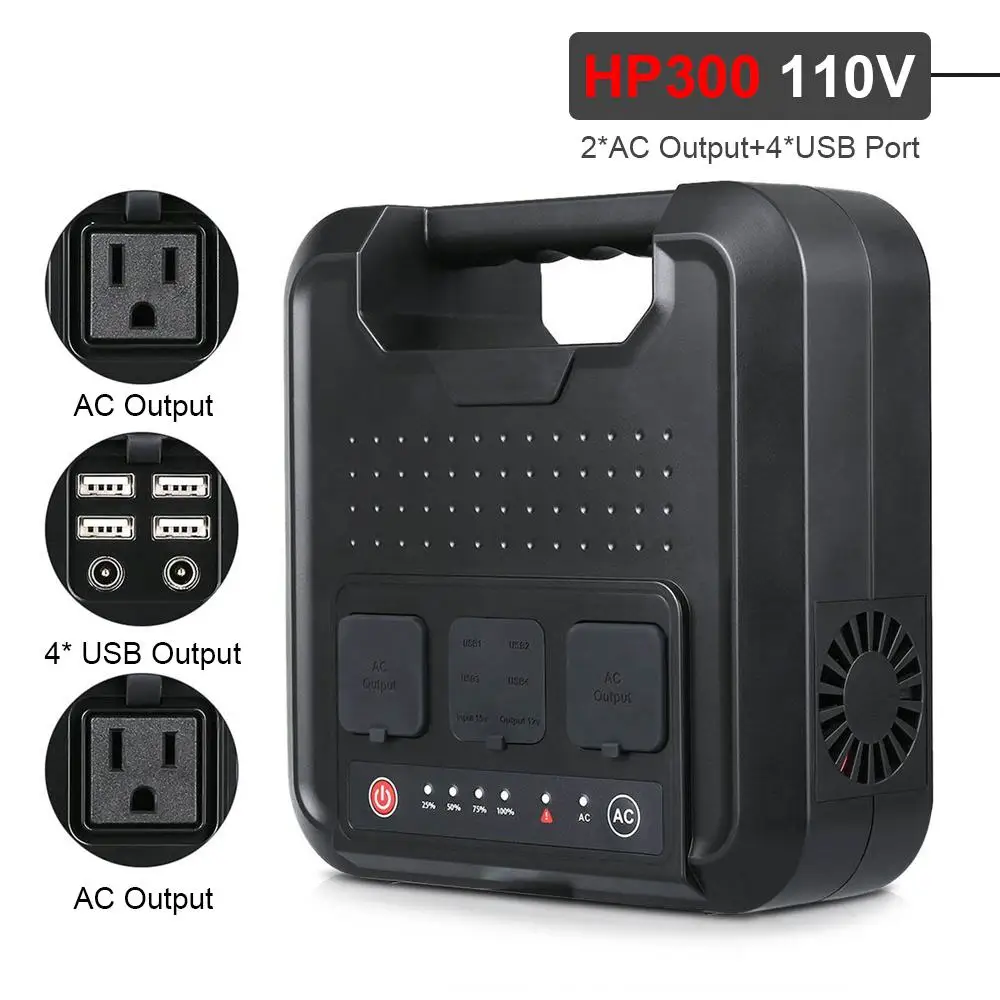  200W/300W Portable Solar Generator Power Supply with Inverter USB LCD Display Energy Storage Genera
