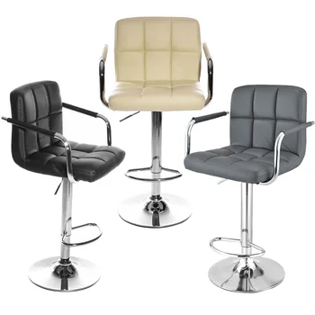 

Panana Bar Stools Synthetic Leather Cushion Swivel Chair Height Adjustable Tabouret with Footrest Barstool