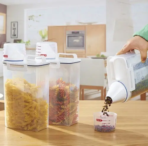 

Plastic Kitchen Food Cereal Grain Bean Rice Storage Box Case Container Dispenser