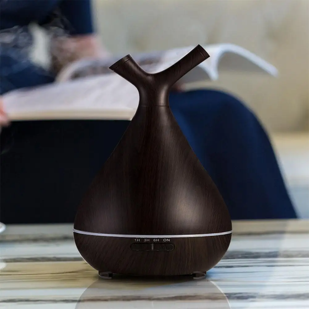 

400ML Mini Wood Grain Humidifier Aroma Essential Oil Diffuser Ultrasonic Air Purifier for Office Home