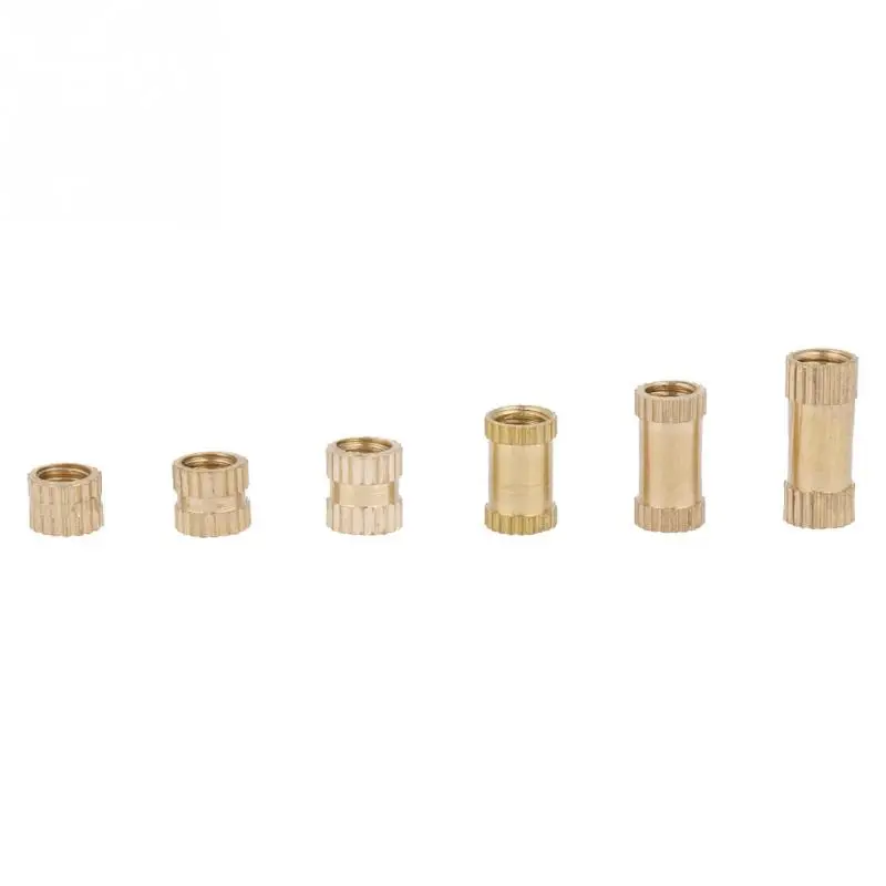 M2-M10 Assorted Brass Cylinder Knurled Round Molded-in Insert Embedded Nuts 70PC