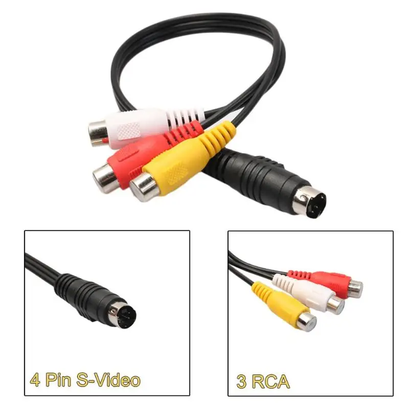 Кабель 4 Pin S Video to 3 гнездовая контакт деталь RCA для ноутбука|Кабели VGA| |