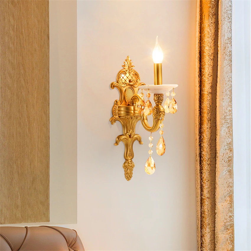 

Modern K9 Crystal LED Wall Lamps Copper LED Corridor Indoor Wall Lights & Lighting Bedroom Bedside Sconce Lamps Decor Fixtures