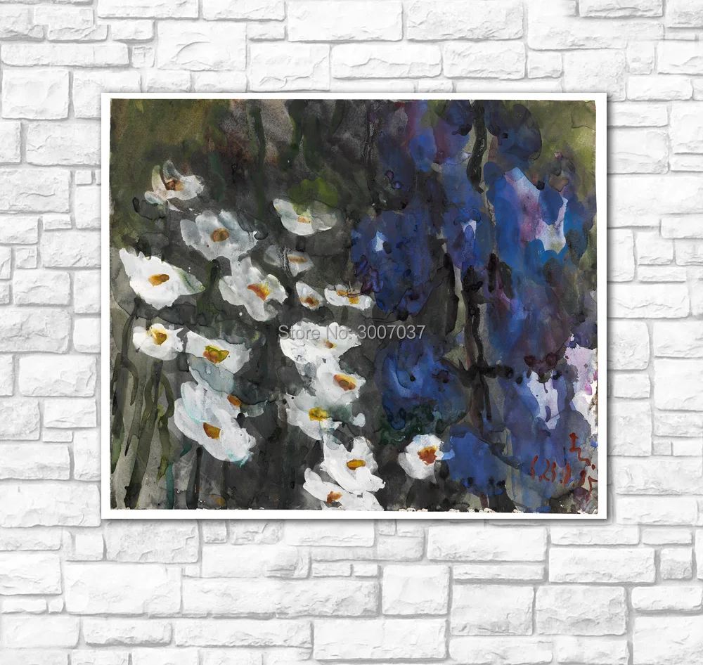 

KLAUS FUSSMANN-Margeriten und Rittersporn 1985 Wall Art Picture Painting Canvas Paintings Home Decor Abstract Oil Painting