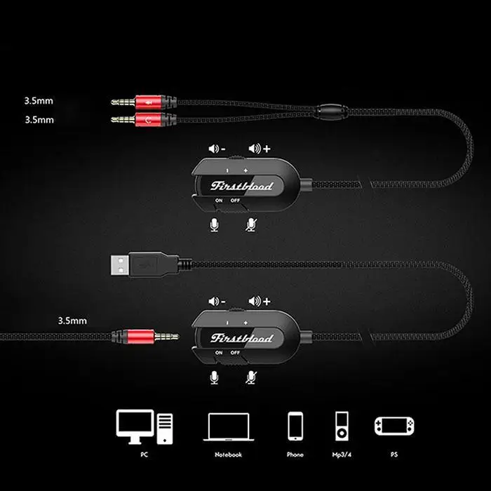 Проводные Игровые наушники головной гарнитур игры Mic 32 стерео для черный 20 20000 Гц 3