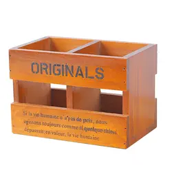1 шт. креативный Ретро деревянный ящик для хранения настольный 2 сетки контейнер ящик для хранения Органайзер для дома, офиса, школы