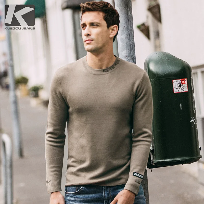

Autumn Men Sweater Embroidery Letter Green Color Pullovers For Man Fashion Slim Fit Clothes 2018 Male Wear Knitwear Tops 11899
