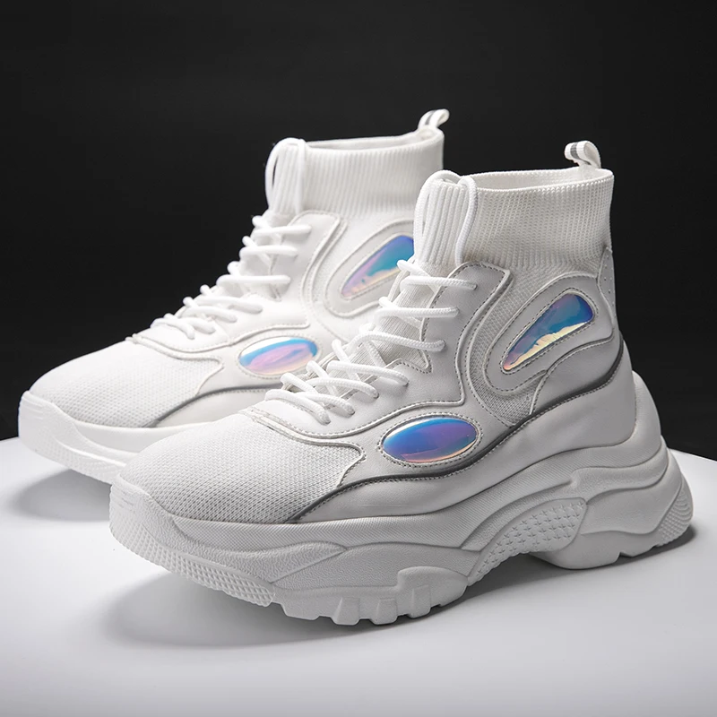 

QZHSMY New Platform Men Sneakers Thick Sole Running Shoes Height Increasing 6 Cm Chunky Women Shoes Outdoors Walking Shoes