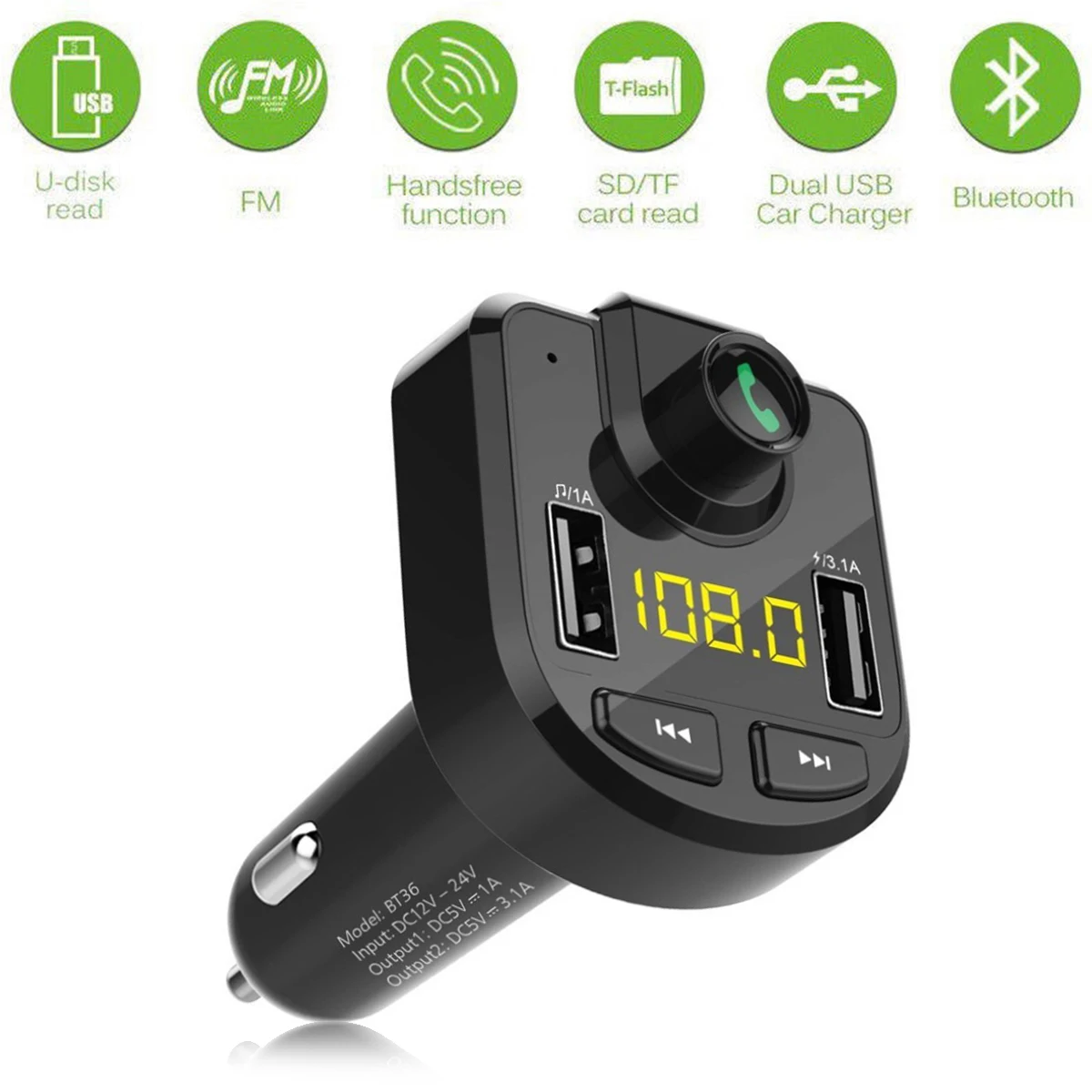 

brand new SOONHUA Bluetooth Handsfree MP3 Player Car Transmitter Kit FM Radio MP3 Player Wireless USB MP3 Players 2019