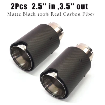 

2Pcs 2.5'' in ,3.5'' out Car Exhaust End Tips Matte Black Real Carbon Fiber Universal for BMW
