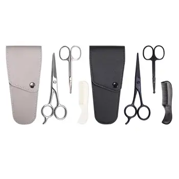 

3pcs Beard Scissor Men Mustache Hair Comb Trimming Grooming Home Use Scissors Kit Beard Shears Eyebrow Mustache Clipper