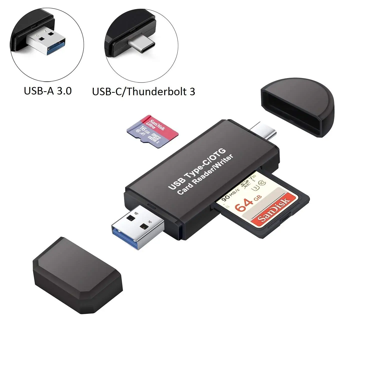 

USB 3.0 Card Reader, USB Type C SD/Micro-SD Card Reader OTG Adapter for SDXC, SDHC, SD, MMC, RS-MMC, Micro-SDXC, Micro-SD, Mic