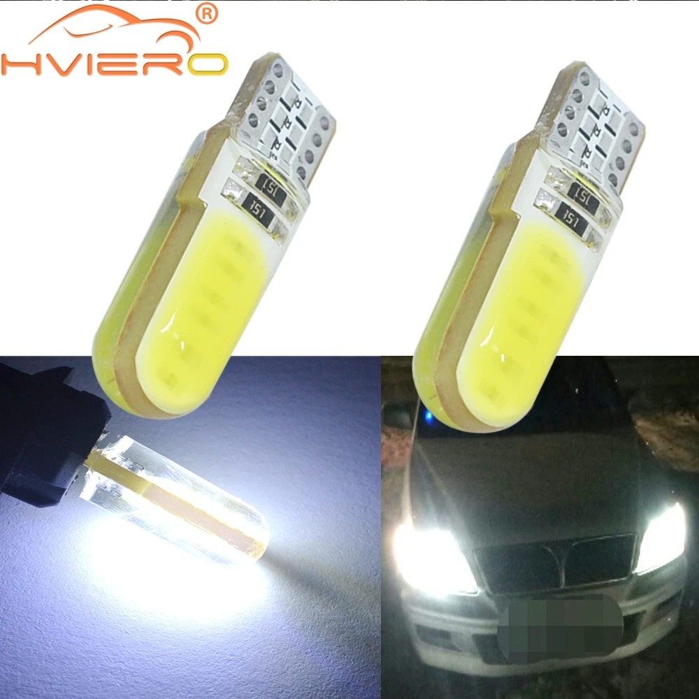 

4X T10 W5W Red COB LED Silicagel Waterproof 194 501 Wedge Led Car Marker Light Reading Dome Lamp Auto Parking Bulbs for lada 12V