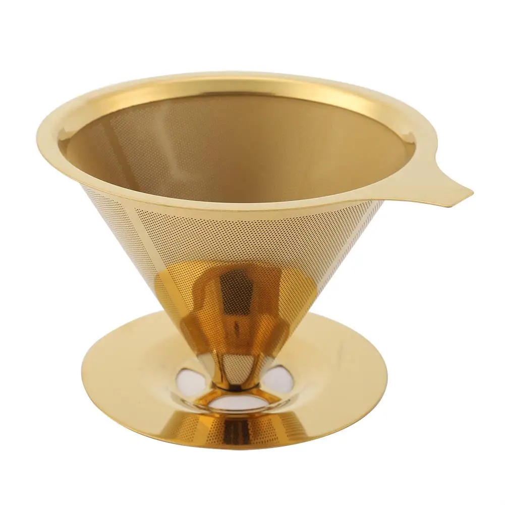 

Stainless Steel Cone Coffee Filter Dripper Titanium Gold Coffee Cone Filter Holder Infuse Stand Home Kitchen Coffee Making Tools
