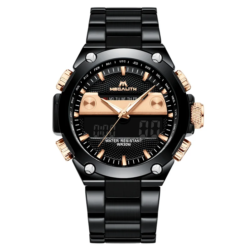 MEGALITH светодиодный цифровой для мужчин s часы с хронографом Дата Водонепроницаемый Будильник Военная Униформа спортивные наручные часы для мужчин часы Montre Homme