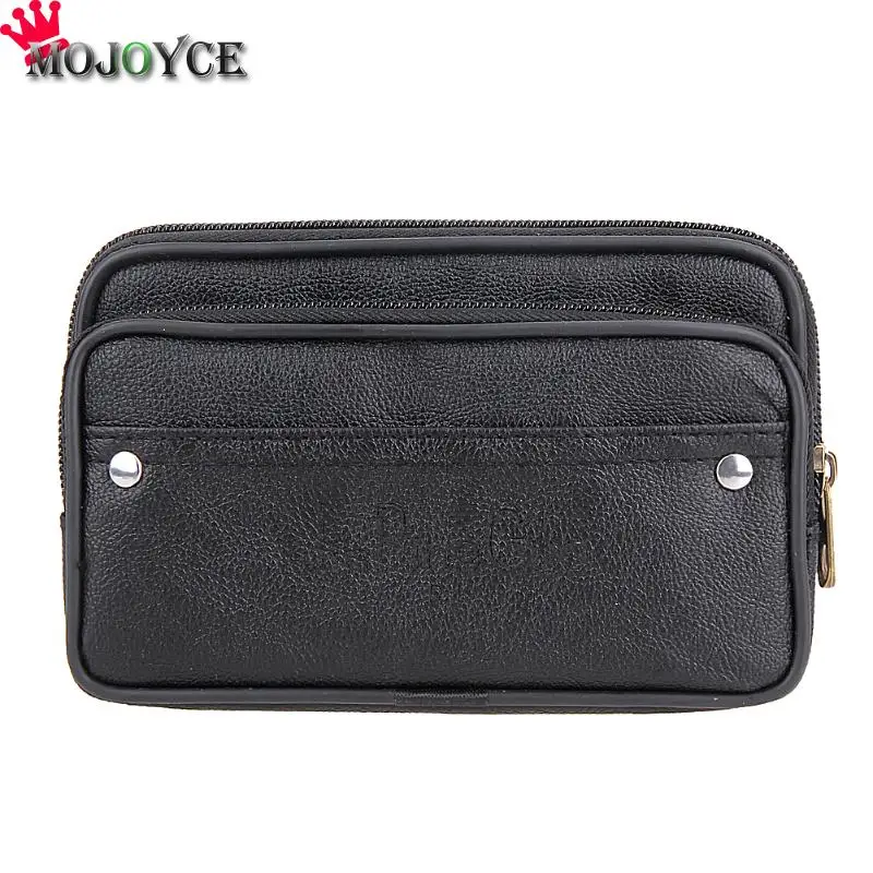 

New Men Waist Pack Bags PU Leather Casual Small Belt Wallets Phone Holder Belt Bum bag Phone Cowe Sac Banane