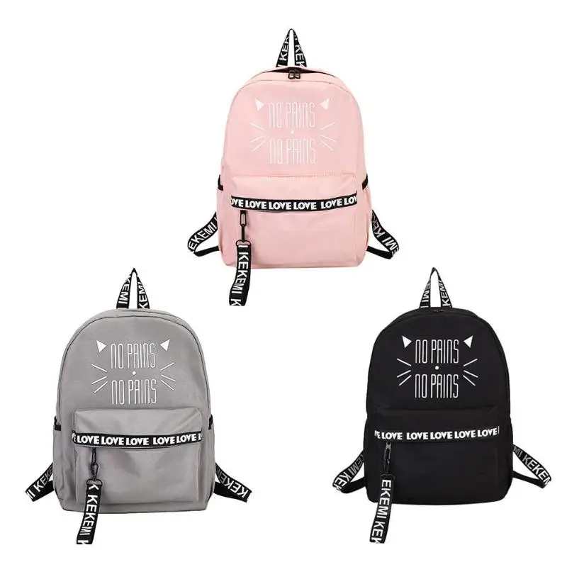 

Fashion Backpack Women Cat Letters Print Shoulder Bag Nylon Backpack Female Girls Travel Daypacks Teenager School Bags Mochila