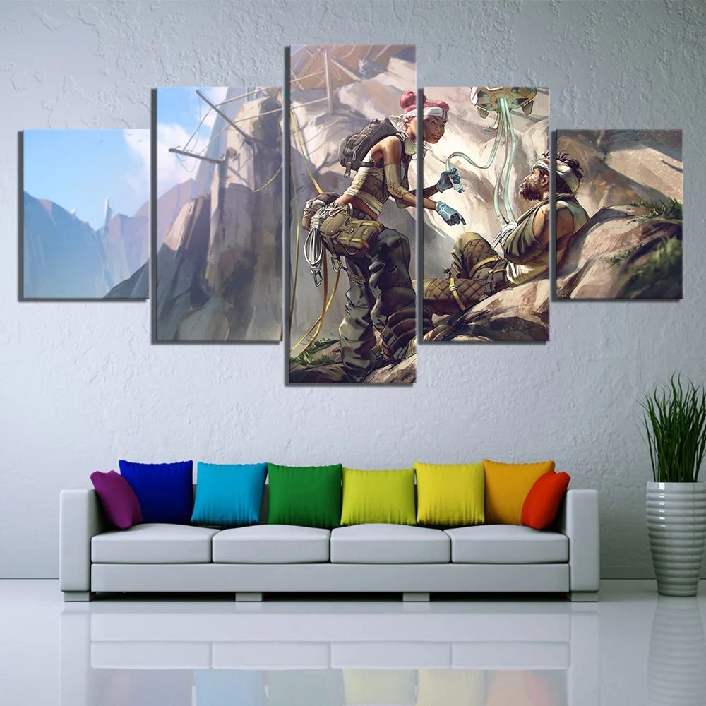 

5 Piece Cartoon Pictures Artwork Apex Legends Game Poster Paintings Canvas Art for Home Decor Wall Art