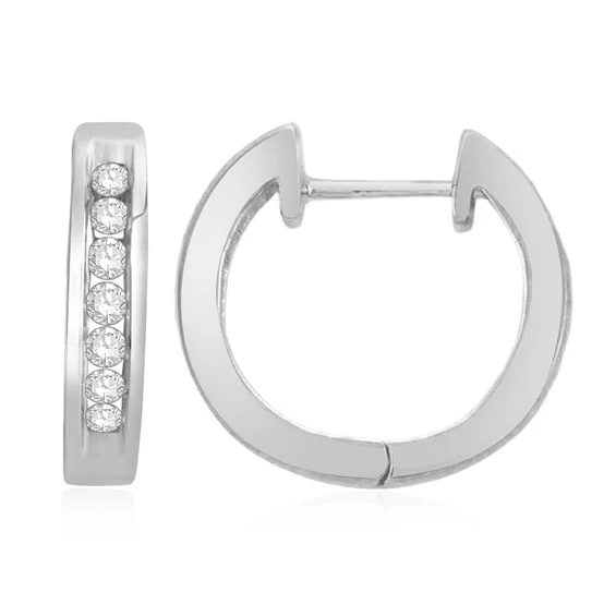 14 k White Gold 0 18 ct круглая огранка натуральный белый алмаз Huggie Hoop Серьги | Украшения и