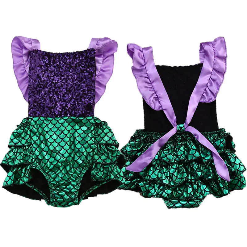 

2019 Kids Baby Girls Sequins Romper Jumpsuit Mermaid Outfits Sunsuit Clothing
