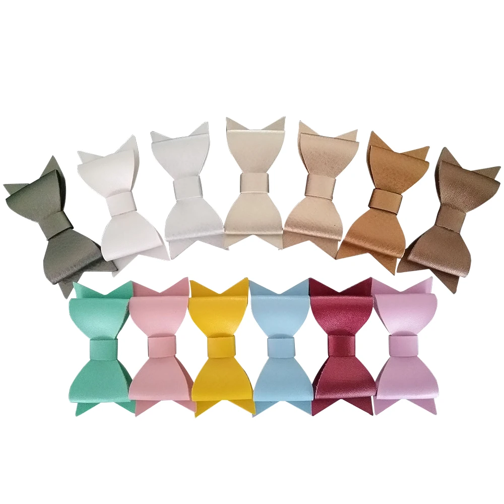 2pcs/lot, Metallic Color Faux Leather Hair Bows Clips, Hair Clips