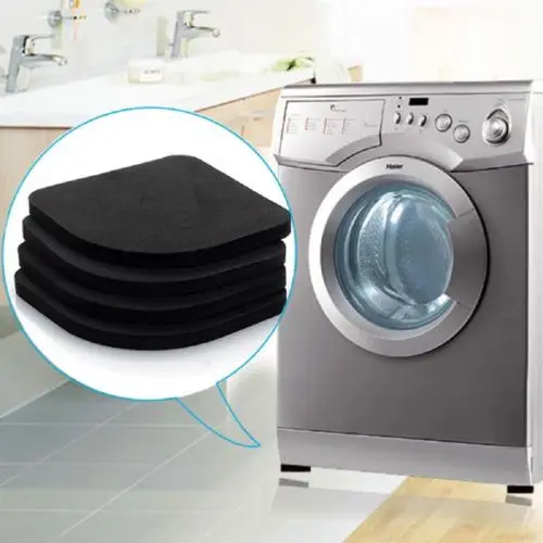 Black Washing Machine Pads Anti Noise Vibration Non Slip Walking Dryers