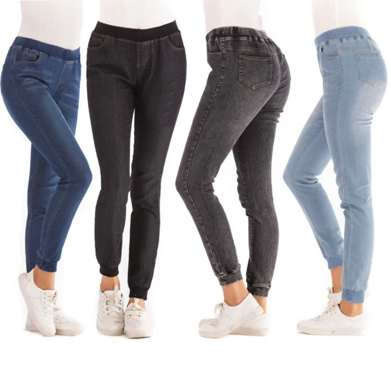 

Plus Size 3XL 5XL 2019 Spring Summer Women Slim Stretch Jeans Skinny Elastic High Waist Denim Pants Distressed Washed Female