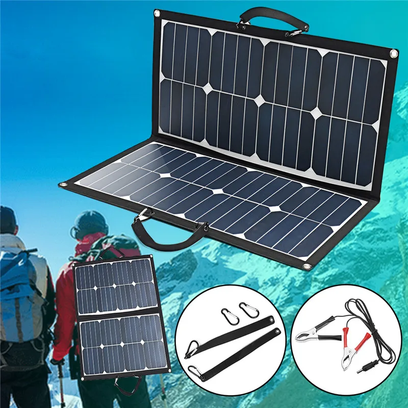 

55W 18V 3.1A USB DC Double Interface Solar Folding Bag Portable Ultra Thin Monocrystalline Silicon Outdoor Solar Panel Charger
