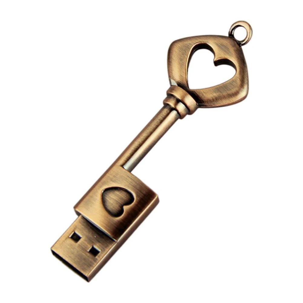 

USB 2.0 Metal USB Pen Drive Pure Copper Heart USB Flash Drive Key (Copper)