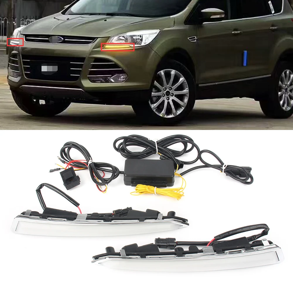 

Auto Car Daytime Running Lights DRL Turn Signal Lamp Light For Ford Escape Kuga 2013 2014 2015 Automobile Parts Accessories