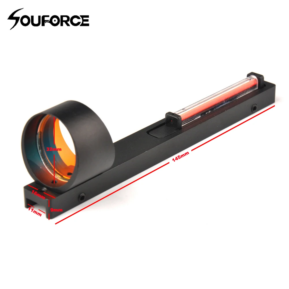 Comprare Nero 1x25 Rosso In Fibra di Rosso di Vista del Puntino Portata Holographic Sight Fit Shotgun Costola Ferroviario per la Ripresa della Caccia