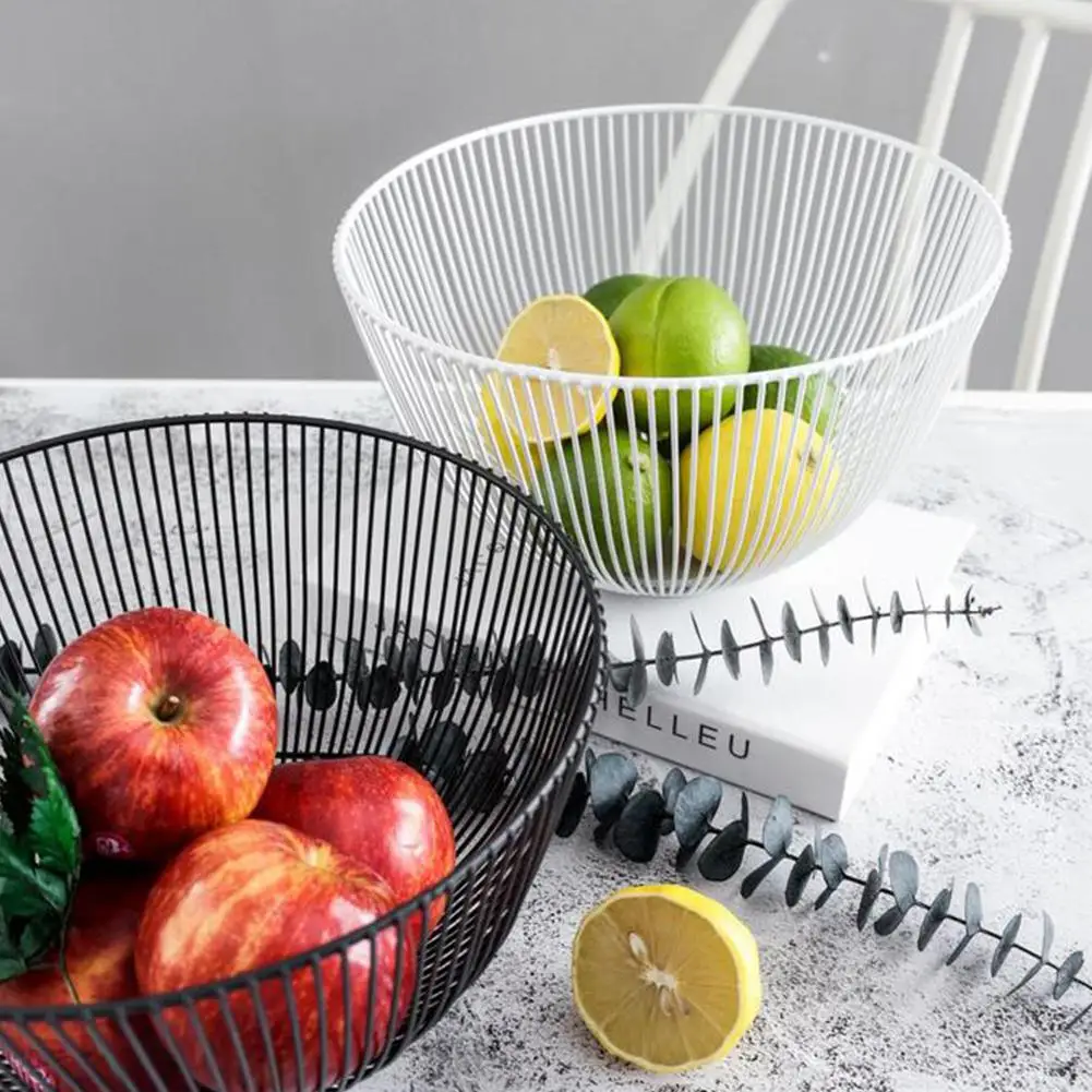 

Simple Wire Decorated Metal Storage Basket Display Bowl for Fruit Vegetable Table Decoration