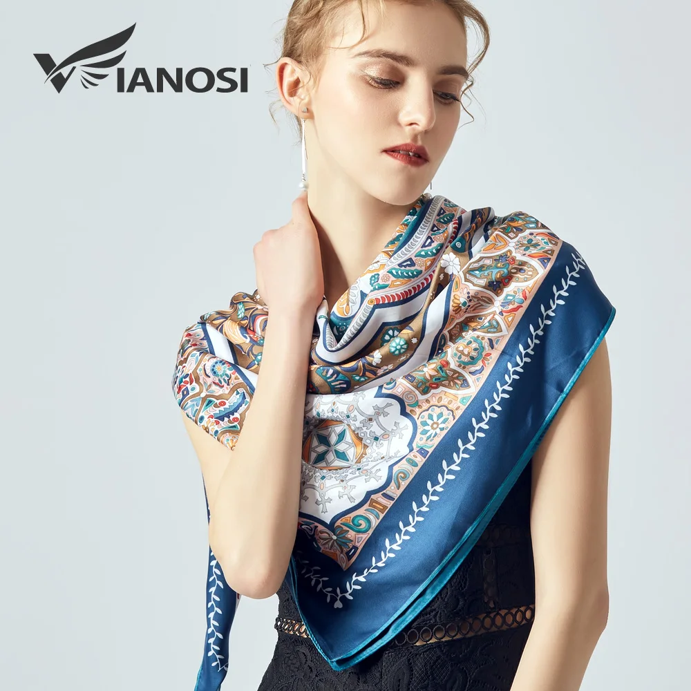 

[VIANOSI] 2019 Print hijab scarf for women luxury silk scarves and shawls big size handkerchief on the head brand bandana
