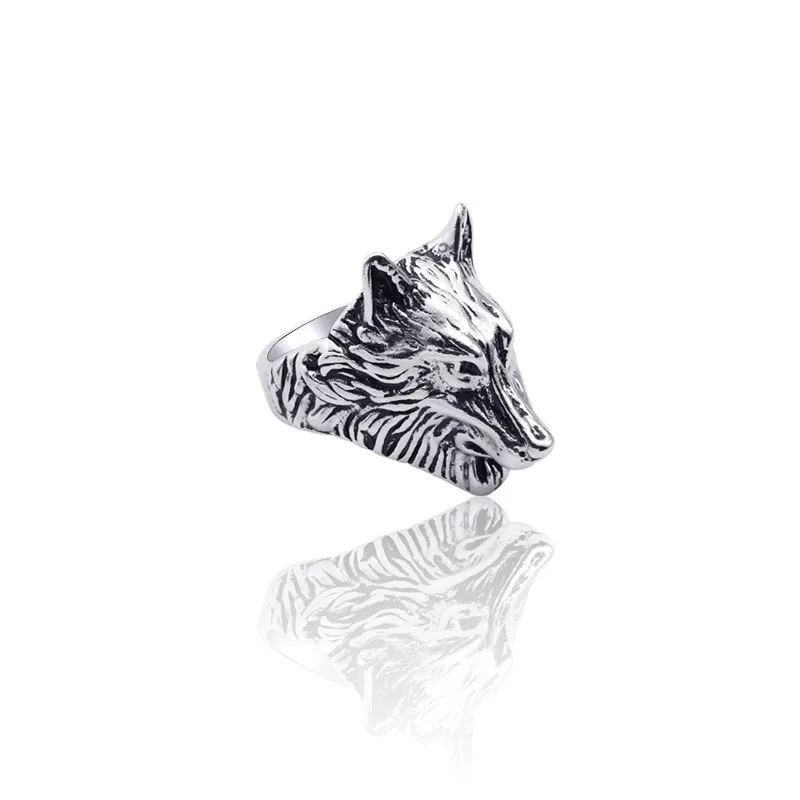 

Punk Wolf King Ring Men Gothic Vintage Silver Wolf Head Rings Cool Man Biker Finger Ring Animal Jewelry Dropshipping Anillos