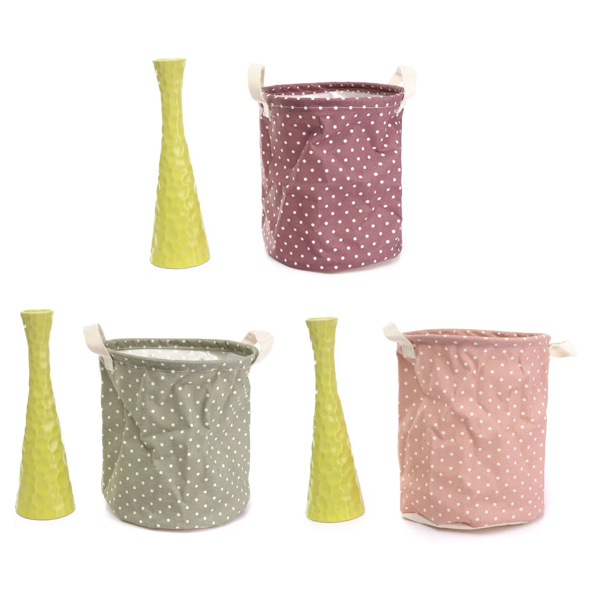 موجة نقطة القذرة الملابس غسل سلة الغسيل القطن حقيبة كتان تخزين دلو الغسيل برميل المنزل المناسب 3 ألوان