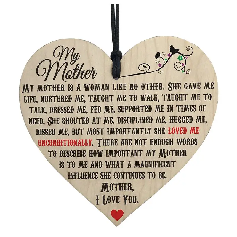 

My Mother Like No Other Wooden Hanging Heart Plaque Mum Love Mothers Day Gift
