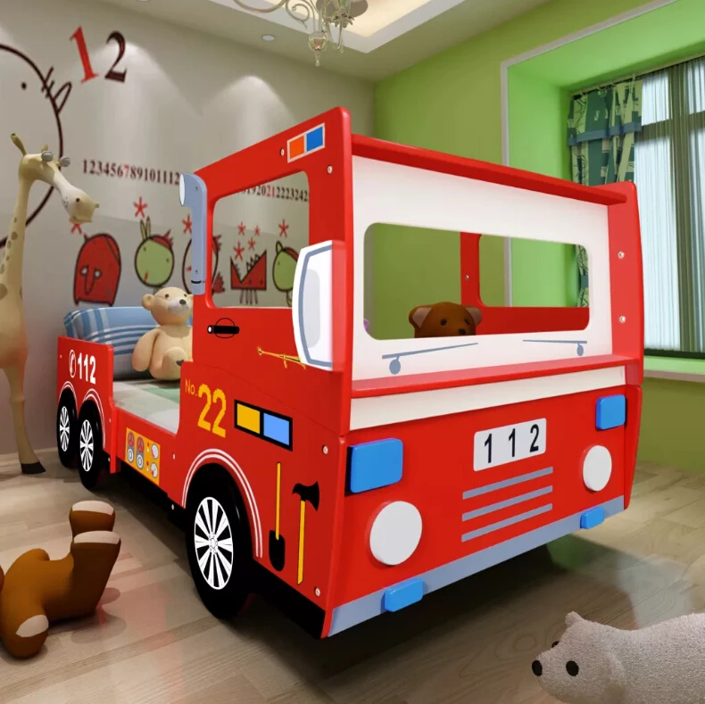 

VidaXL Children Bed 200 X 90 Cm Rouge Creative Fire Truck Bed Wooden Slats