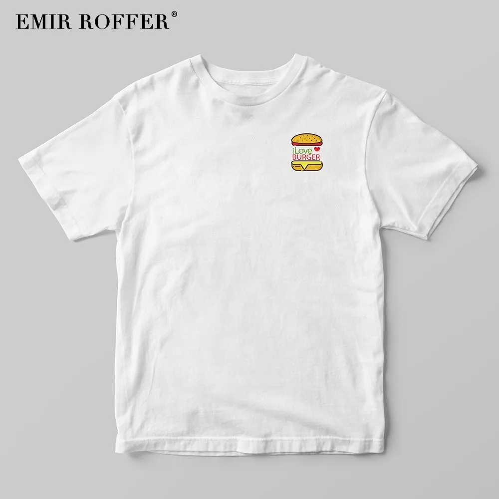 EMIR ROFFER I Love Hamburger Милая футболка Kawaii женские летние базовые футболки из белого