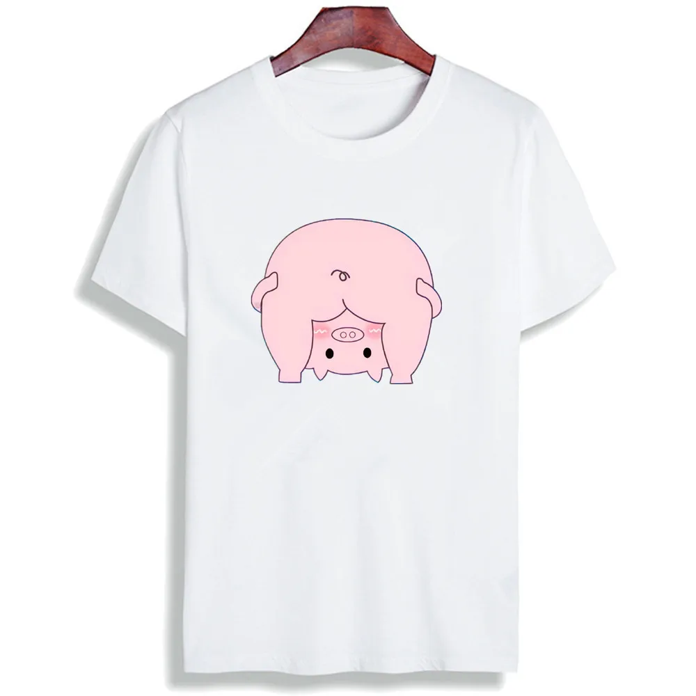 Günstige Ästhetische Paar Kleidung Lustige T shirt Schöne Schwein und Frosch Cartoon Kunst Baumwolle O Neck T Shirt Plus Größe Kurzarm marke Weibliche