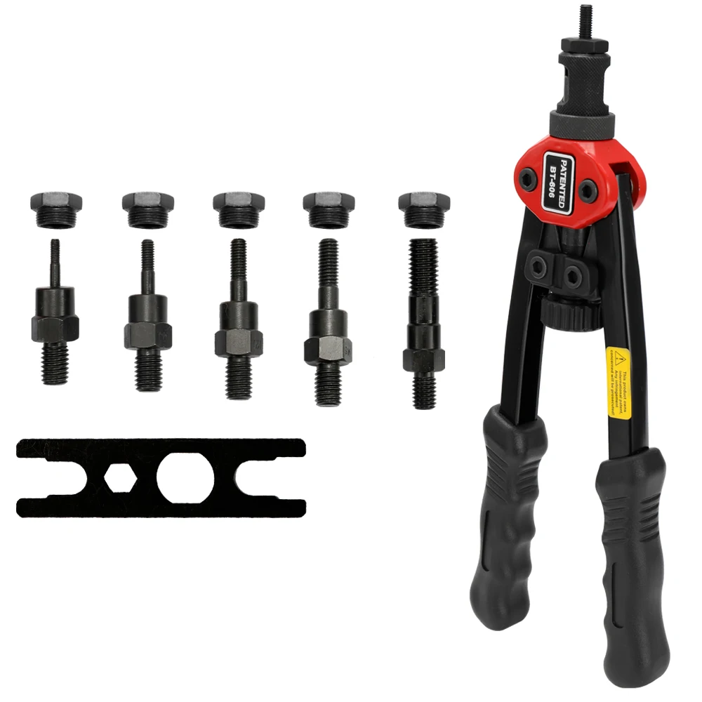

12in Riveter Gun Labor-saving Hand Riveter BT-606 Manual Rivet Machine 300mm Riveting Tools with Nut Dies M-3 M-4 M-5 M-6 M-8