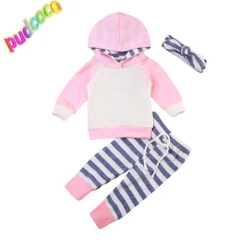 

2019 Toddler Baby Boy Girl Outfits Clothes Hooded Tops Hoodies+Long Pants Set Lots Hot