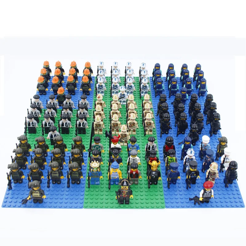  Military SWAT POLICE Figures Building Blocks Beach Head Team Kayak Special Forces Villain Kids Toy 