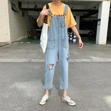 Летний стиль карманы джинсовые комбинезоны рваные укороченные джинсы для женщин Комбинезоны длиной до щиколоток