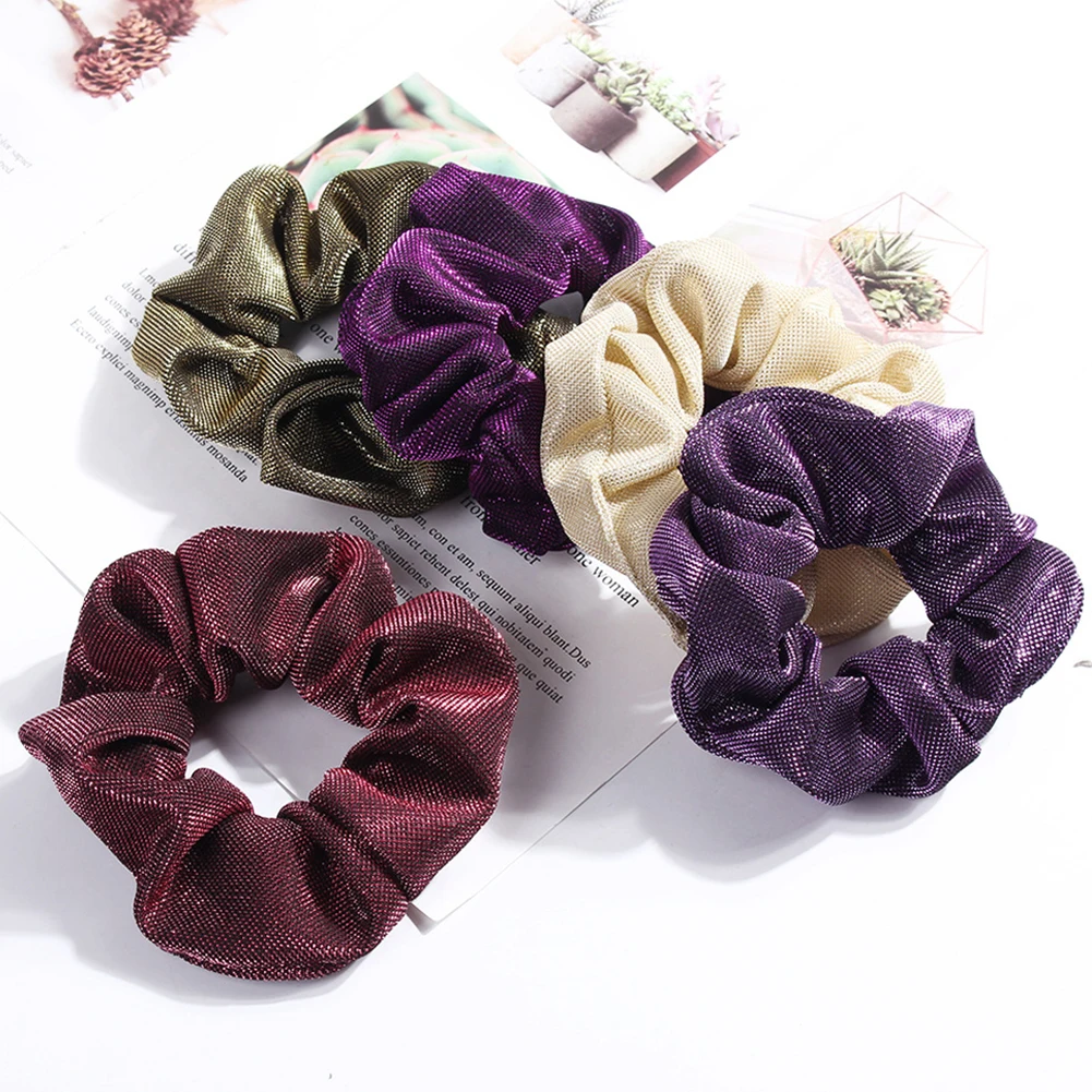 Fashion Bright Silk Elastic Hair Ties For Girls Solid Color Shiny Satin Hairbands Scrunchies Women's Hair Rope Rings Hair Holder