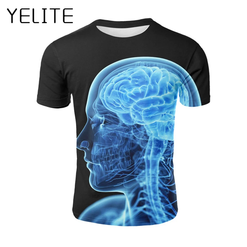 

YELITE Blue Transparent Skull Print 3d T Shirt Skull Head T-shirt Mens Casual Tshirt Summer Harajuku Short Sleeve Funny Tees