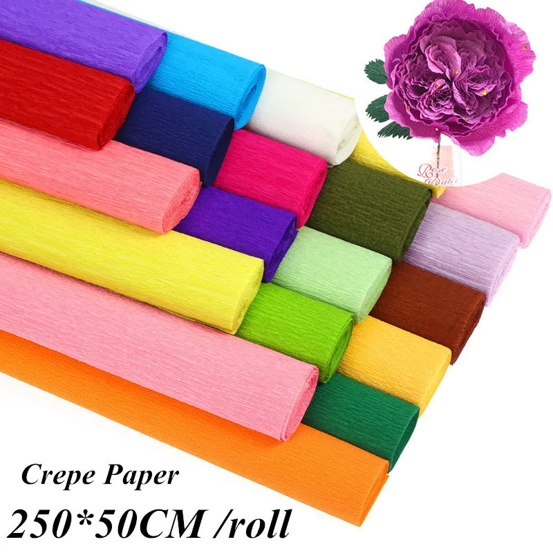 250*50CM /roll Colored Crepe Paper Roll Origami Crinkled Crepe Paper