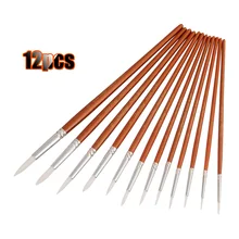 Профессиональный набор кистей для рисования с круглым острым носком, 12 шт. кисть с тонким наконечником с нейлоновой деревянной ручкой для рисования