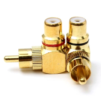 

2Pcs Brass RCA Right Angle Connector Plug Adapters Male to Female 90 Degree Red Black plug Wire Connector
