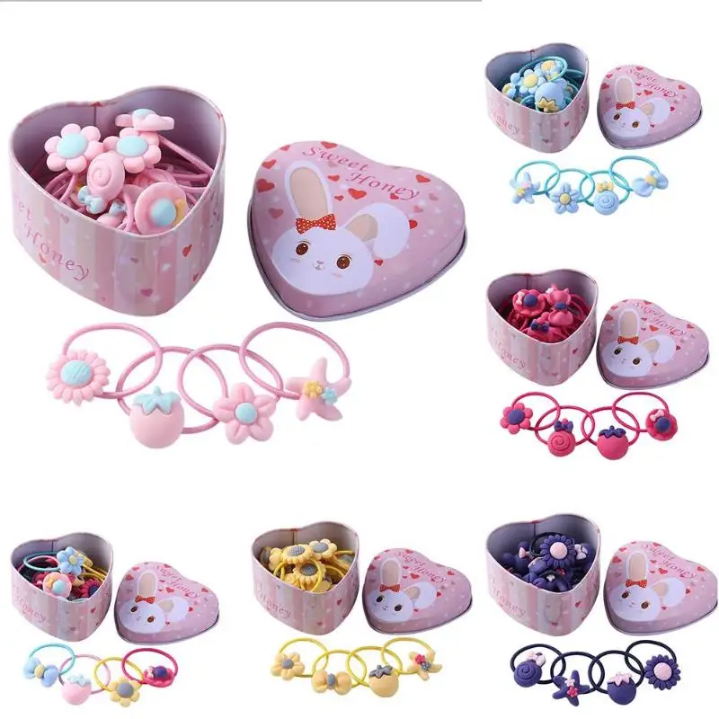 

20pcs Cartoon Cute Elastic Hair Bands Kids Girls Rubber Bands w/ Gift Box Baby Hair Accessories Girl headband Accessories