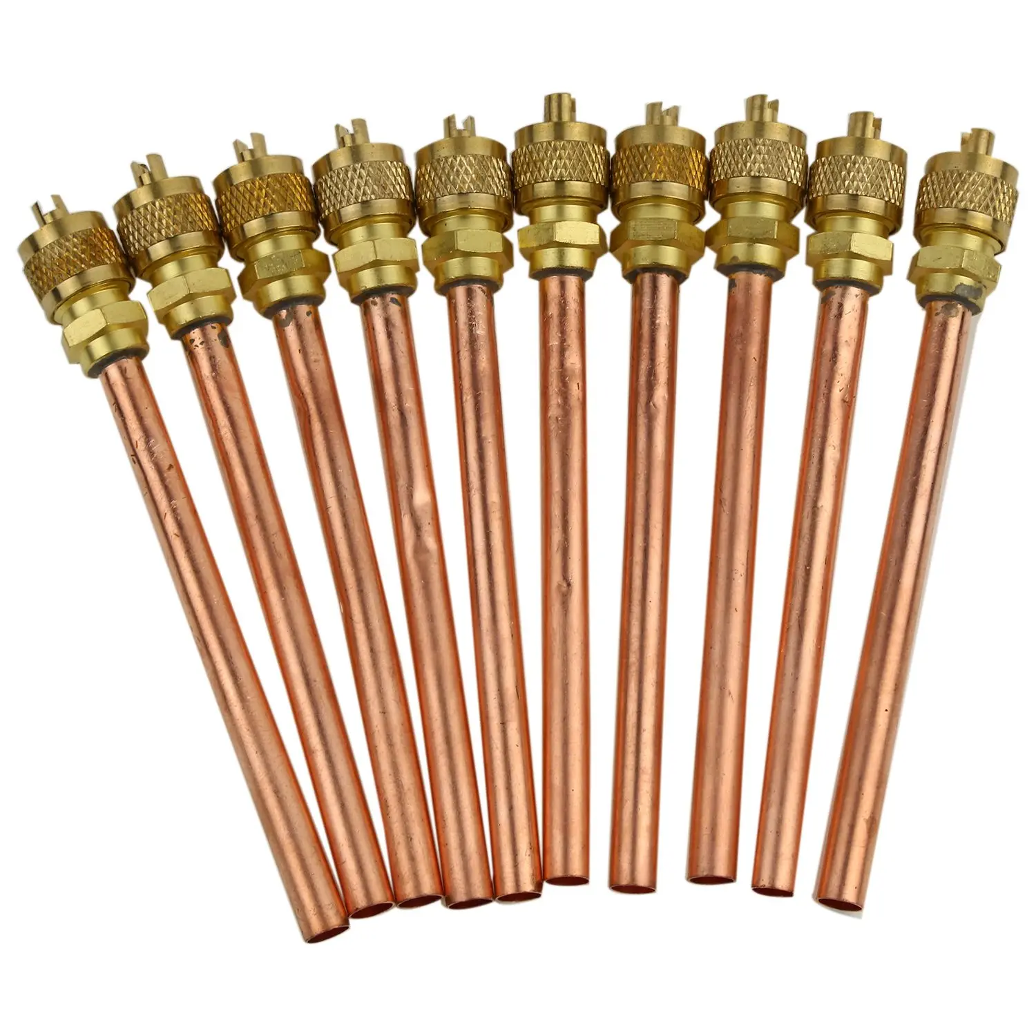 

10 Valve 1/4" SAE x 1/4" OD x 4" stem Core AC Refrigeration